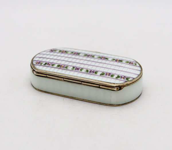 -David Andersen 1910 Art Nouveau Enameled Guilloche Snuff Box In .925 Sterling Silver