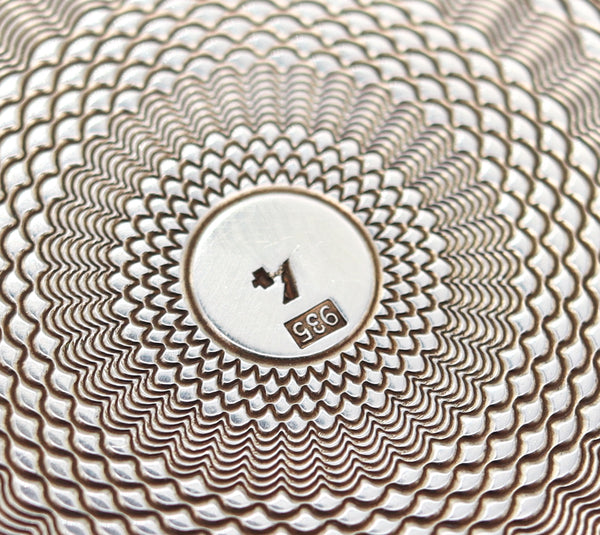 -German Pforzheim 1910 Guilloche Pink Enamel Round Box In .935 Sterling Silver