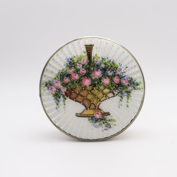 -R. Blackinton 1910 Edwardian Enameled Round Box In .925 Sterling Silver