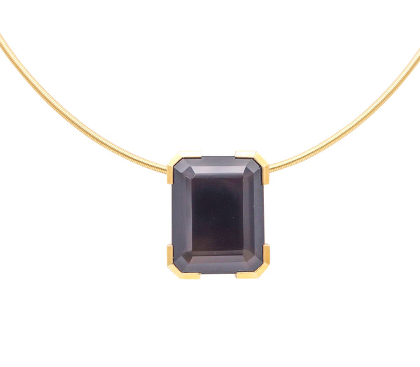GERMAN MODERNISM 1970 Necklace-Pendant 18Kt Yellow Gold And 95.44 Cts Topaz