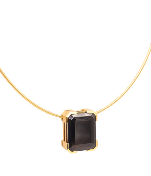 GERMAN MODERNISM 1970 Necklace-Pendant 18Kt Yellow Gold And 95.44 Cts Topaz
