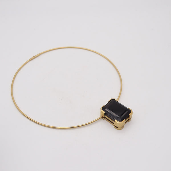 GERMAN MODERNISM 1970 Necklace-Pendant 18Kt Yellow Gold And 95.44 Cts Topaz