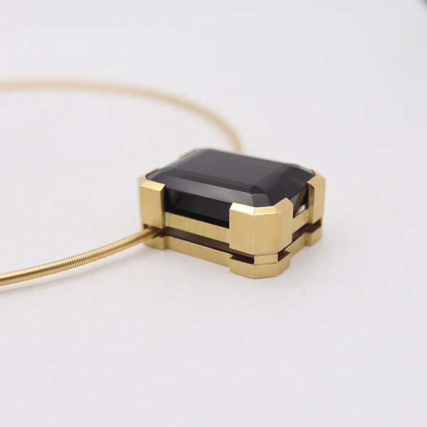 GERMAN MODERNISM 1970 Necklace-Pendant 18Kt Yellow Gold And 95.44 Cts Topaz