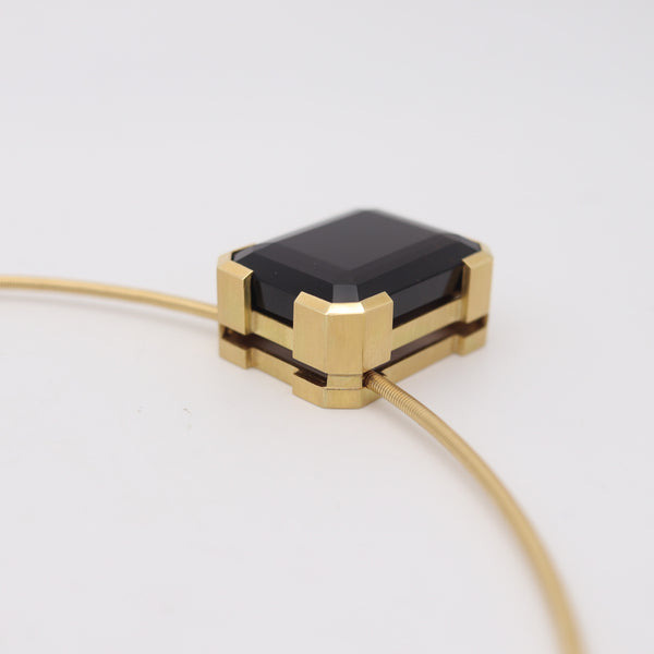 GERMAN MODERNISM 1970 Necklace-Pendant 18Kt Yellow Gold And 95.44 Cts Topaz