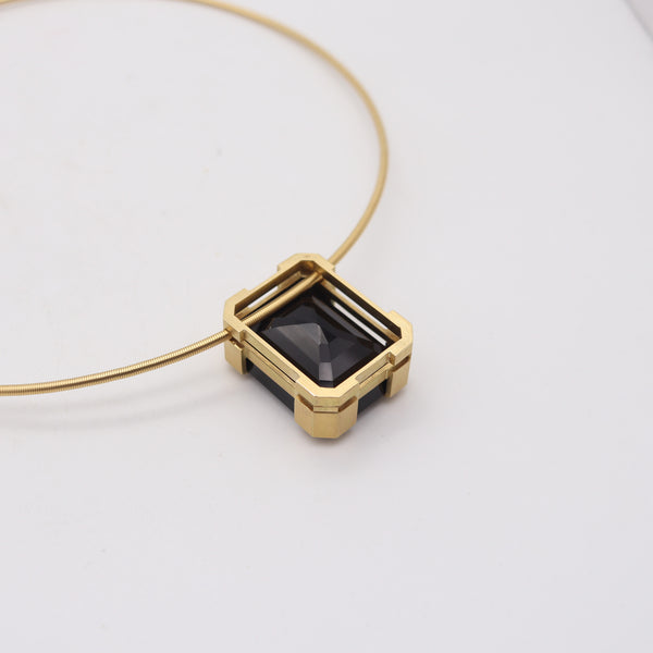 GERMAN MODERNISM 1970 Necklace-Pendant 18Kt Yellow Gold And 95.44 Cts Topaz