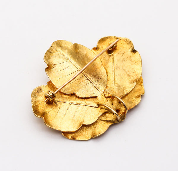 CLAUDE LALANNE For Zolotas Sculptural Laurel Leaves Pendant-Brooch In 18Kt Gold