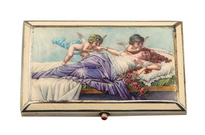 Austria 1900 Art Nouveau Exceptional Allegorical Enamel Box In .935 Sterling Silver