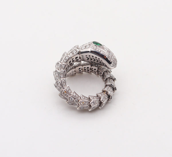 -Bvlgari Roma Serpenti Ring In 18Kt Gold With 7.36 Ctw In Diamonds And Emerald