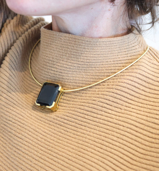 GERMAN MODERNISM 1970 Necklace-Pendant 18Kt Yellow Gold And 95.44 Cts Topaz