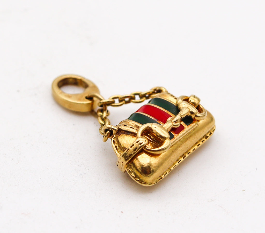 Gucci Milano Horsebit Bag Charm Pendant In 18Kt Gold With Red And Gre –  Treasure Fine Jewelry