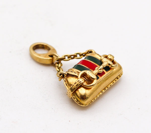 -Gucci Milano Horsebit Bag Charm Pendant In 18Kt Gold With Red And Green Enamel