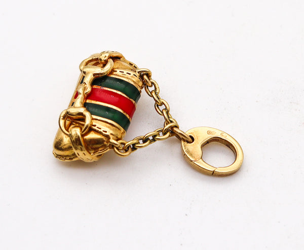 -Gucci Milano Horsebit Bag Charm Pendant In 18Kt Gold With Red And Green Enamel