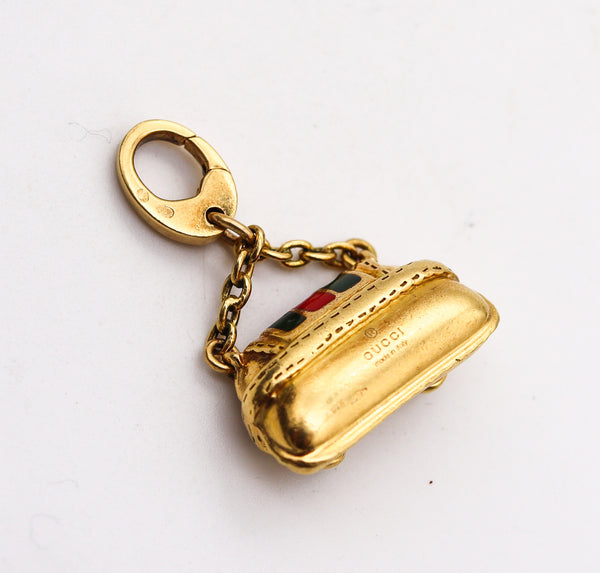 -Gucci Milano Horsebit Bag Charm Pendant In 18Kt Gold With Red And Green Enamel