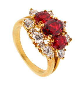 KURT WAYNE Ring In 18Kt Yellow Gold With 4.22 Ctw Vivid Rubies And Diamonds