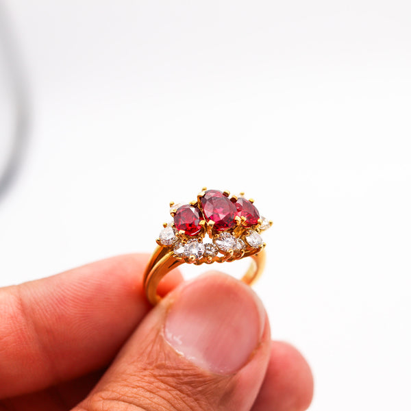 KURT WAYNE Ring In 18Kt Yellow Gold With 4.22 Ctw Vivid Rubies And Diamonds