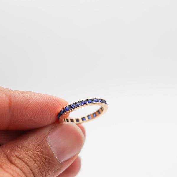ETERNITY Ring Band In 14 Kt Yellow Gold With 1.96 Ctw In Vivid Blue Sapphires