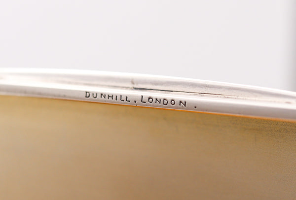 -Alfred Dunhill 1929 London Art Deco Box .925 Sterling And 18Kt Gold With Ancient Qing Dynasty Jade