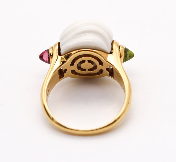 BVLGARI Chandra Cocktail Ring In 18Kt Yellow Gold With Two Tourmalines