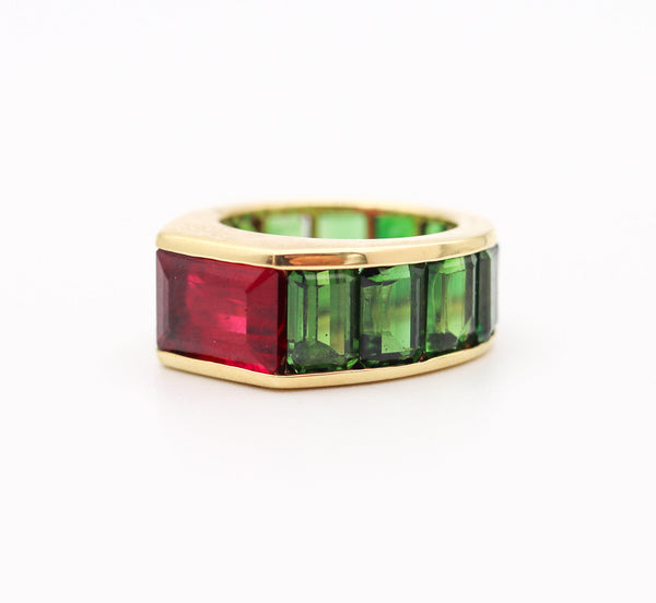 MODERNIST Riviera Cocktail Ring In 18Kt Gold With 13.31 Ctw In Tourmalines