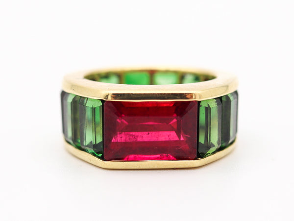 MODERNIST Riviera Cocktail Ring In 18Kt Gold With 13.31 Ctw In Tourmalines