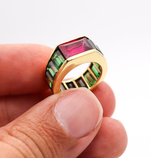 MODERNIST Riviera Cocktail Ring In 18Kt Gold With 13.31 Ctw In Tourmalines