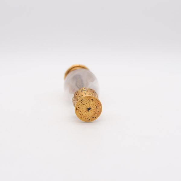-French 1870 Napoleon III Perfume Bottle Mount In 18Kt Yellow Gold And Gemstones