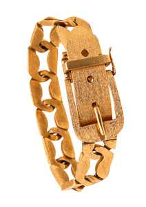 -Louis Fiessler 1970 German Buckle Belt Bracelet In Solid 14Kt Yellow Gold