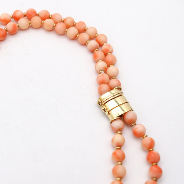 ITALIAN 1970 Modernist Necklace In 18Kt Yellow Gold With Diamonds And Corals