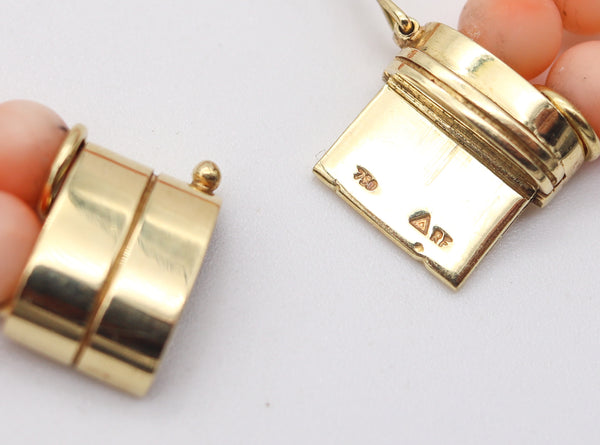 ITALIAN 1970 Modernist Necklace In 18Kt Yellow Gold With Diamonds And Corals