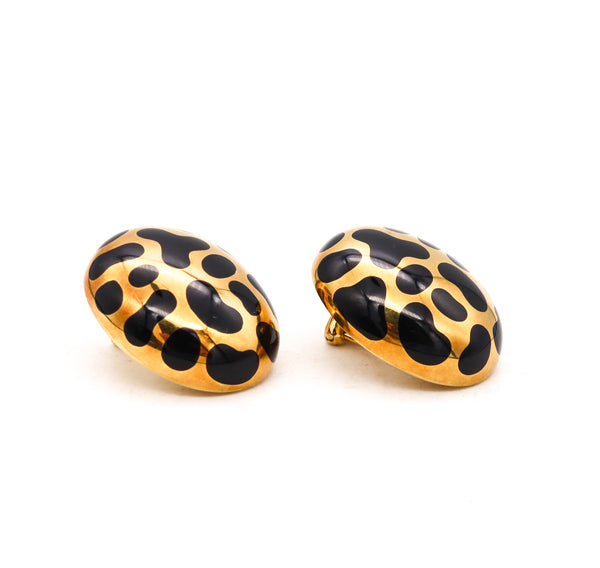 -Angela Cummings Allure Clips Earrings In 18Kt Gold With Black Jade Inlaid