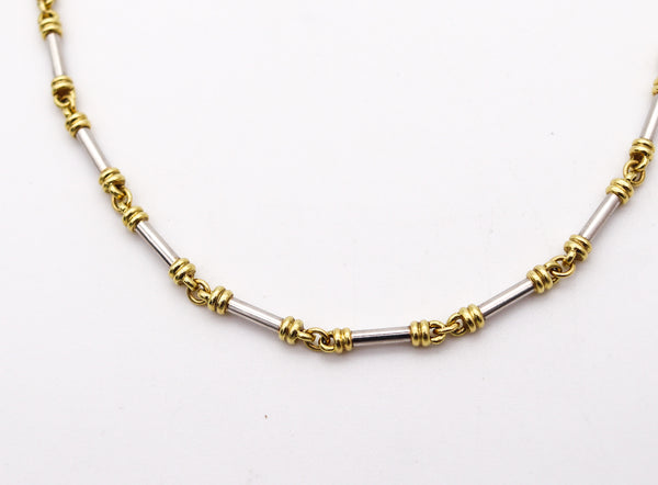 SCOTT KAY Tubular Chain Toggle Necklace in Platinum 18Kt Yellow Gold and Diamonds