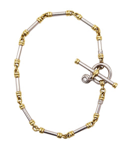 SCOTT KAY Tubular Toggle Bracelet in Platinum 18Kt Yellow Gold and Diamonds