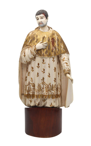 -Italy 18th Century Lombard Carved & Polychromate Sculpture of St Peter of Verona