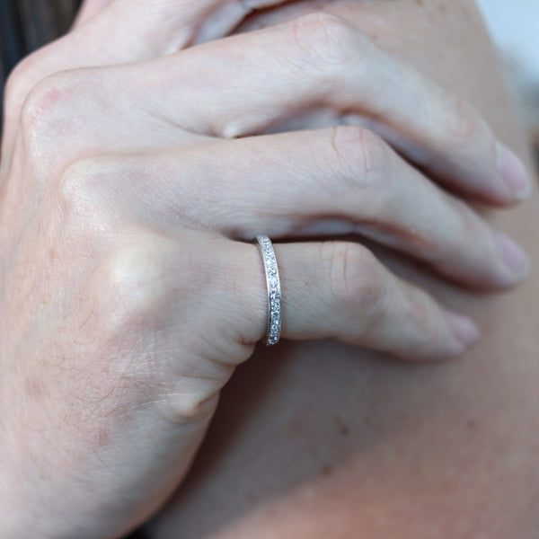 ART DECO 1930 Eternity Band Ring In Platinum With European White Diamonds
