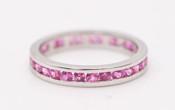 ETERNITY Classic Ring Band In 18Kt White Gold With 1.30 Carats In Pink Sapphires