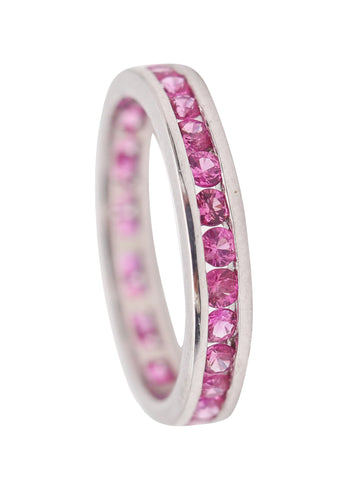 ETERNITY Classic Ring Band In 18Kt White Gold With 1.30 Carats In Pink Sapphires