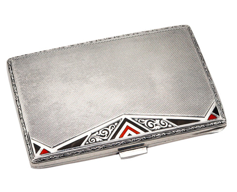 -Birks 1925 Canada Art Deco Enameled Cigarette Case In 925 Sterling Silver