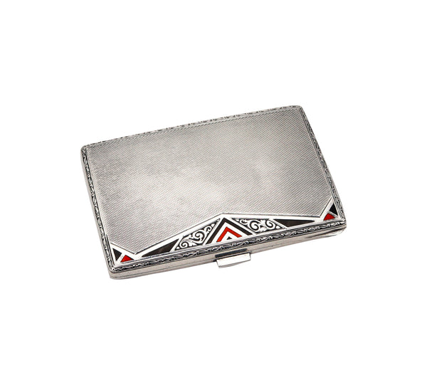 -Birks 1925 Canada Art Deco Enameled Cigarette Case In 925 Sterling Silver