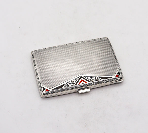 -Birks 1925 Canada Art Deco Enameled Cigarette Case In 925 Sterling Silver