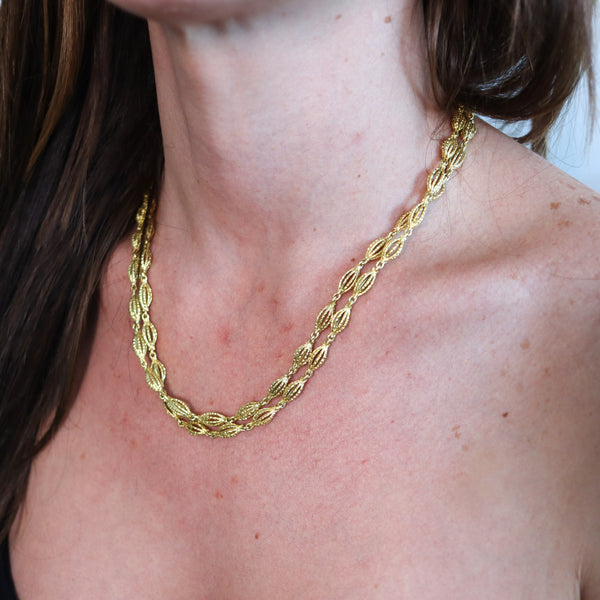 ANDREW GRIMA 1969 London Long Textured Chain In Solid 18Kt Yellow Gold