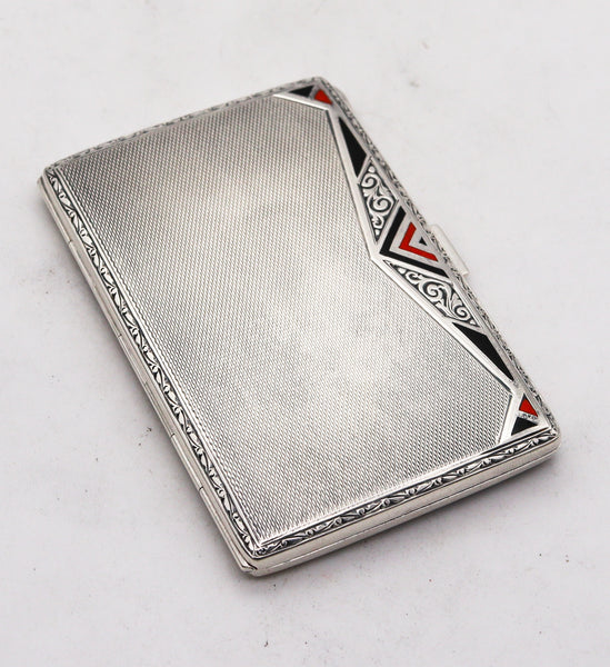 -Birks 1925 Canada Art Deco Enameled Cigarette Case In 925 Sterling Silver