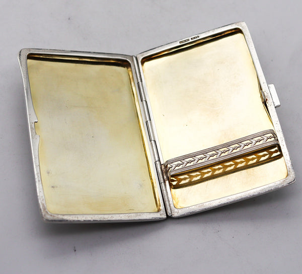 -Birks 1925 Canada Art Deco Enameled Cigarette Case In 925 Sterling Silver