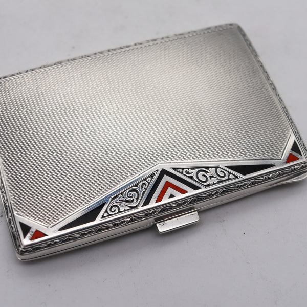 -Birks 1925 Canada Art Deco Enameled Cigarette Case In 925 Sterling Silver