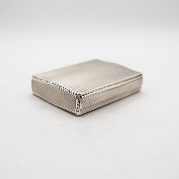-Germany 1925 Art Deco Guilloche Wavy Box In Solid .935 Sterling Silver And Gild