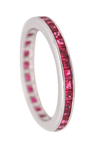 ETERNITY Classic Ring Band In 14Kt White Gold With 1.40 Carats In Vivid Red Rubies