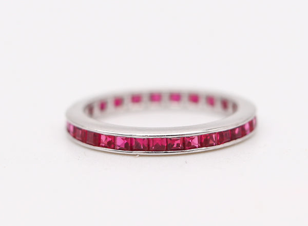 ETERNITY Classic Ring Band In 14Kt White Gold With 1.40 Carats In Vivid Red Rubies