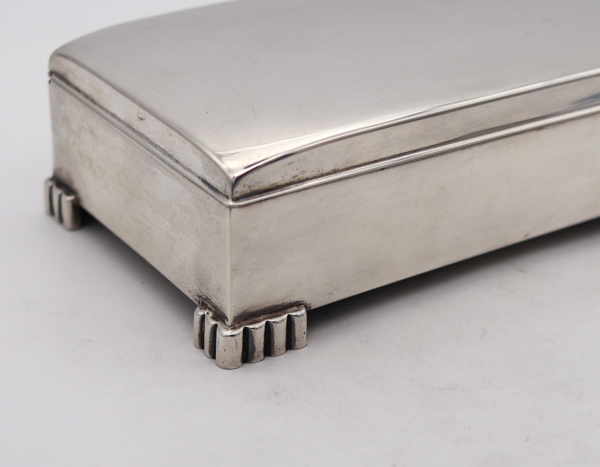 Poole Silver Co 1930 Art Deco Desk Box In .925 Sterling Silver And