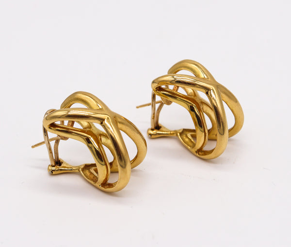TIFFANY & CO. 1976-77 Donald Claflin Pair Of Crossover Earrings In 18Kt Yellow Gold