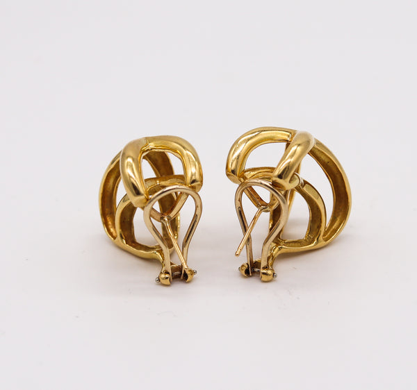 TIFFANY & CO. 1976-77 Donald Claflin Pair Of Crossover Earrings In 18Kt Yellow Gold