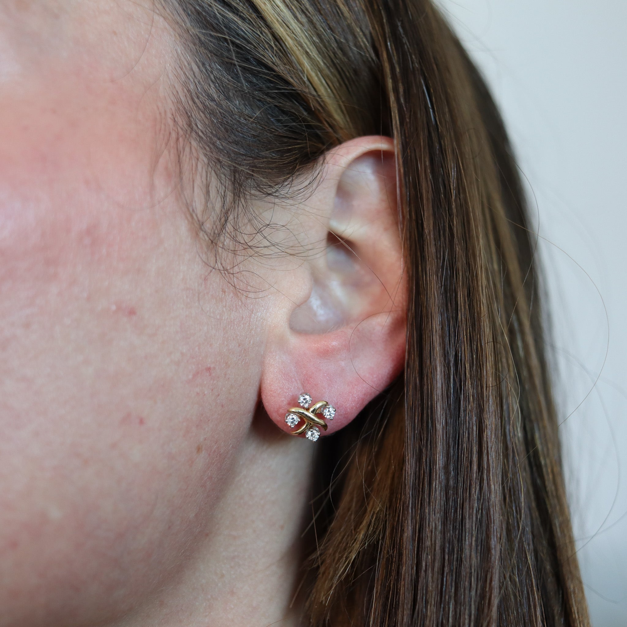 かずみfm38 TIFFANY & CO. 1980 Schlumberger Lynn Studs Earrings 18Kt